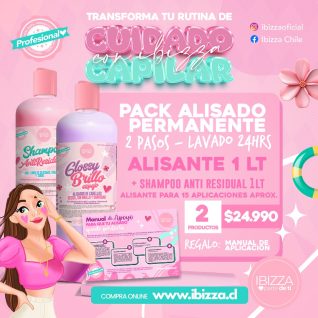 ♡Kit Alisado permanente Un Cabello Radiante, Sedoso y con un liso perfecto 1 Shampoo anti residual-1 Alisante a elección (1Lt c/u)-Manual de aplicación  ♡